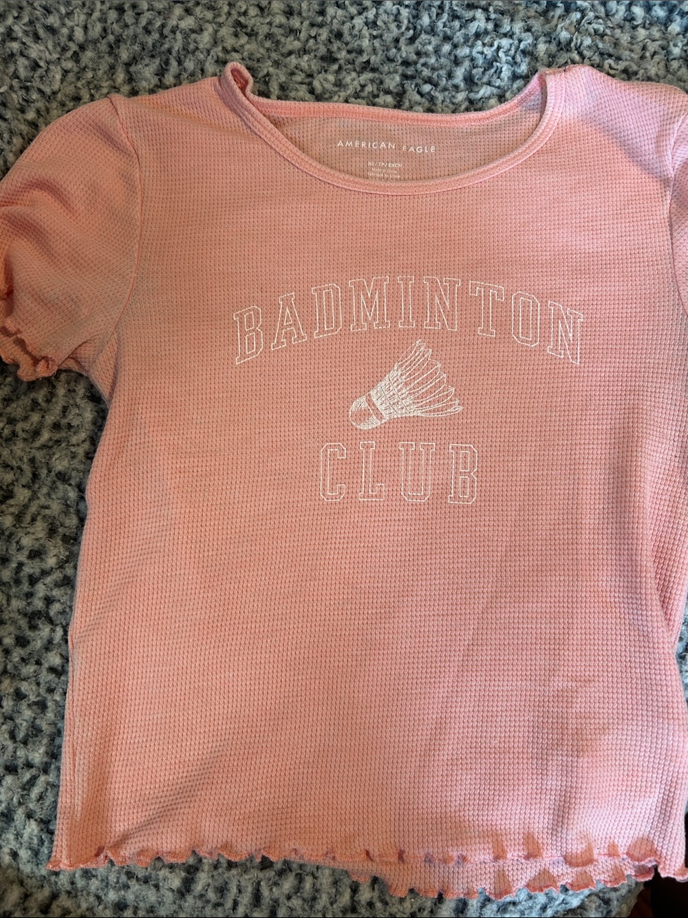 American Eagle Outfitters Pink Badminton Club Short Sleeve Tee